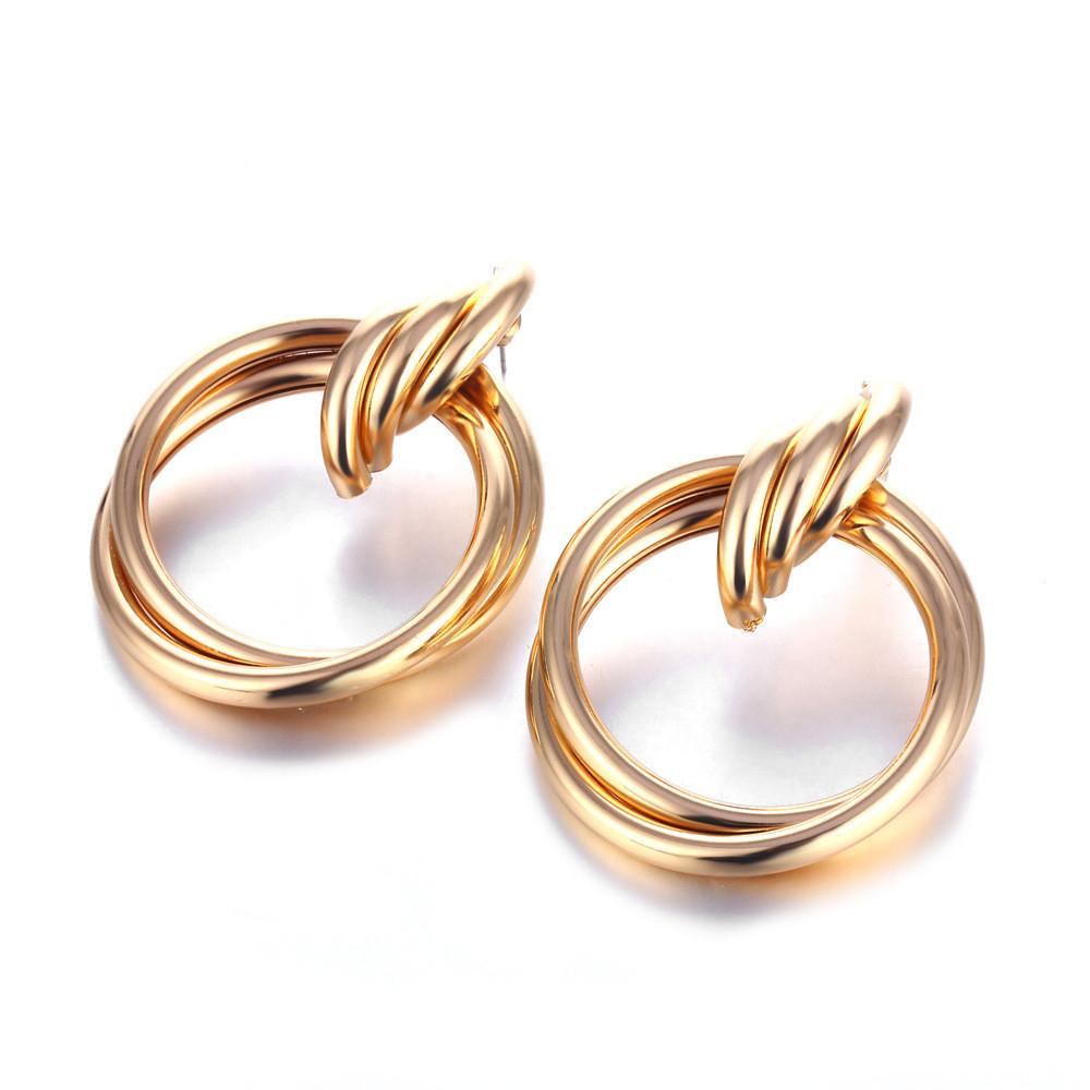 Geometric Elegant Gold Earrings For Women Contemporary Alloy Fashion Jewelry