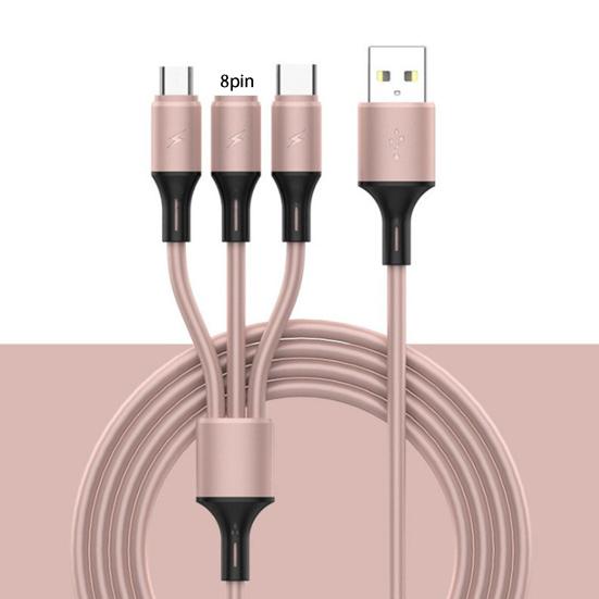 Data Cable Universal 3 In 1 Fast Charging Liquid Silicone 8-pin Micro USB