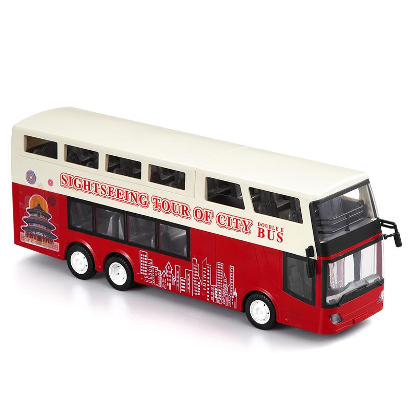Double E E640 Travel Bus Alloy Model 1/18 High Speed Racing Car Double-decker Bus Model Sound Light RC sightseeing Bus Toys Boys
