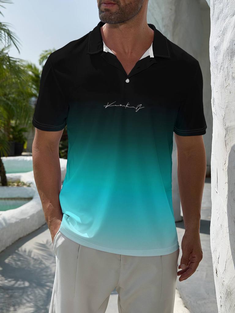 Print Design - Non-Textured Men'S Short Sleeve - Flat Digital Print Pattern - No Texture - White Signature on Gradient Background. Fashionable And