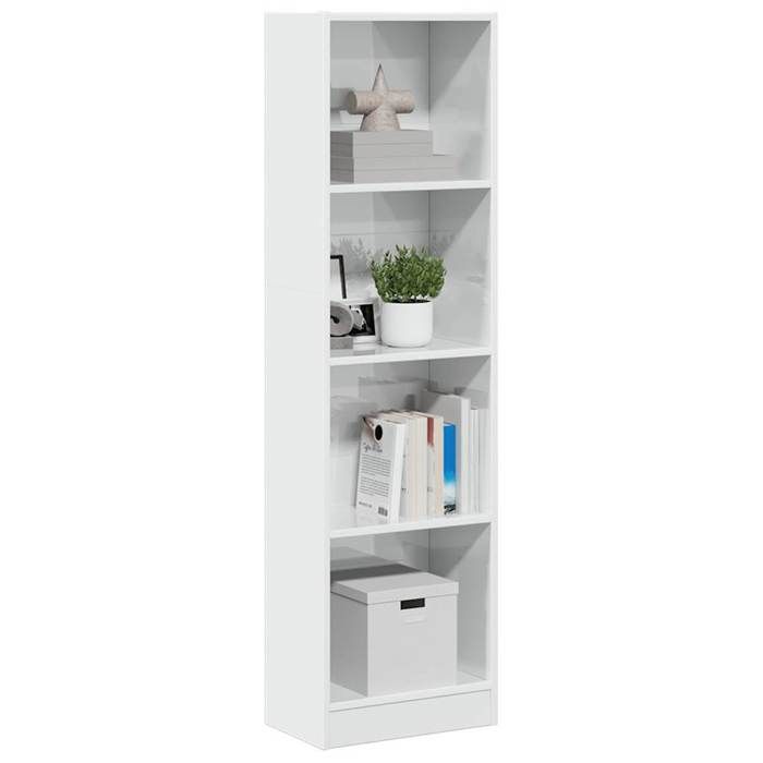 VidaXL Bibliothèque blanc brillant 40x24x143 cm bois d'ingénierie, étagère à livres, porte-livres, support à livres, armoire 858304
