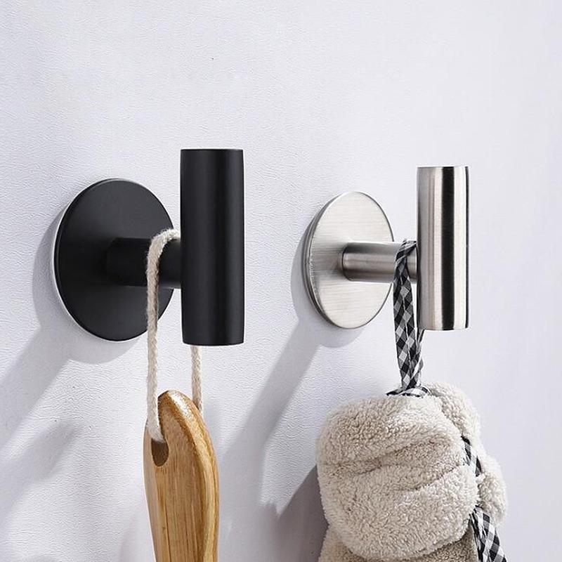 Stainless Steel Hardware Bathroom Towel Bar Hook Wall Mounted Coat Robe Clothes Hook for Kitchen Garage