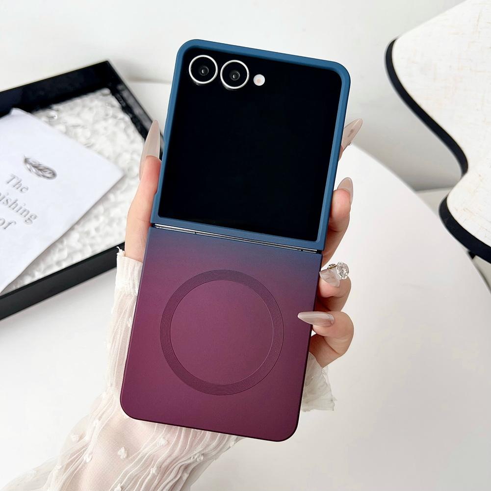 Soft Lliquid Two-tone Gradient Built-in Magnetic Coil Phone Case For Samsung Galaxy Z Flip 7 flip7 Camera Protect Cover