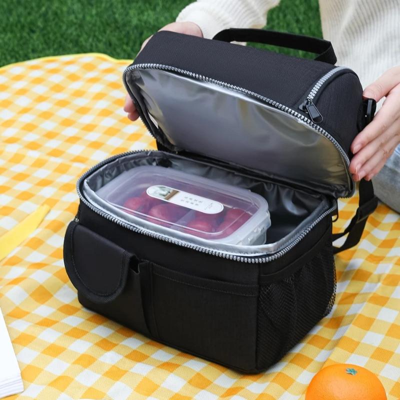 Portable Thermal Lunch Bag Food Box Durable Waterproof Office Cooler Lunch Box Ice Insulated Case Camping Oxford Dinner Bag Outdoor Travel Picnic Bag