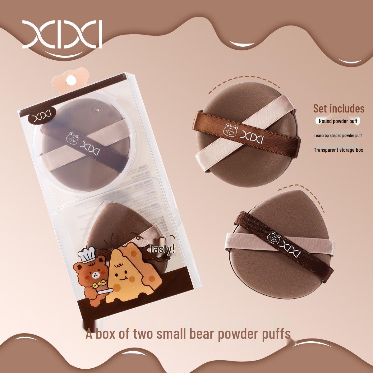 XiXi Dual Ribbon Cushion Puff Set - 2 Pcs, Soft & Skin-Friendly, Dry/Wet Use, Non-Absorbent Makeup Tool