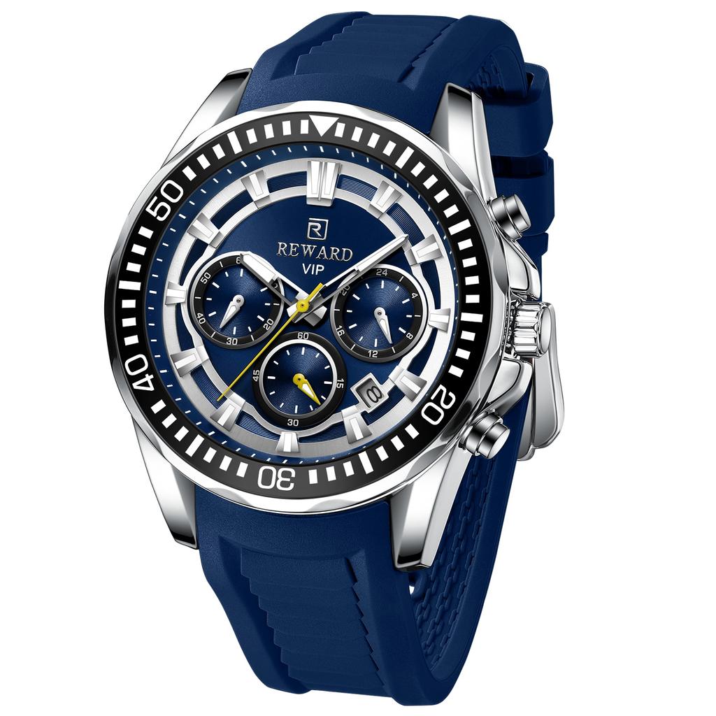 Herrenuhren Blau Wasserdicht Chronograph Sportuhr Quarz für Herren Armbanduhr Militärische Herren Analoguhr