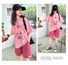 Girls' Summer Casual Set New Korean Style Fashionable Loose Girls' Summer Short Sleeved Shorts Set