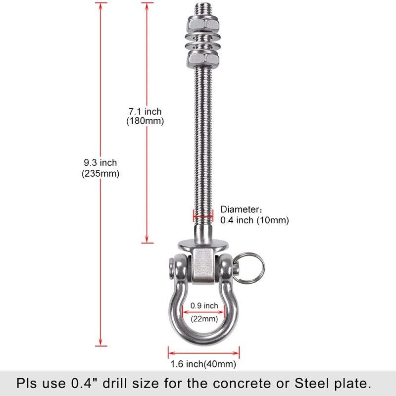 2 ks věšák na dřevěné trámy a I-beam, odnímatelné a snadno připojitelné, houpací háky pro vysoké zatížení z nerezové oceli, pytel na houpací křeslo na jógu, kování pro houpačky