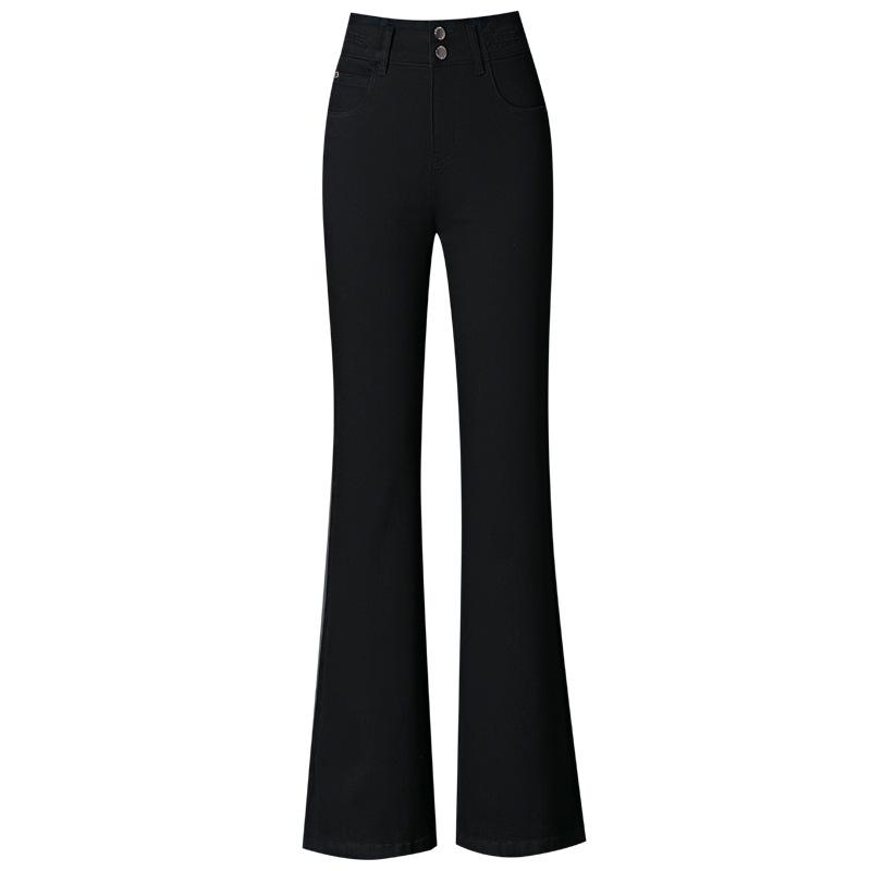 Women's High-Waist Micro-Flare Jeans: Slimming, Double-Breasted, Comfortable Fit for Spring & Autumn