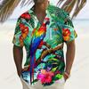 Art Parrot Painting 3d Print Shirts Men Women Fashion Summer Hawaiian Shirt Short Sleeve Beach Shirt Vocation Blouse Men Clothes