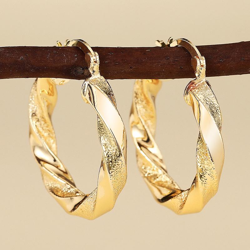 Twisted Mixed Finish Hoop Earrings for Women Everyday Jewelry