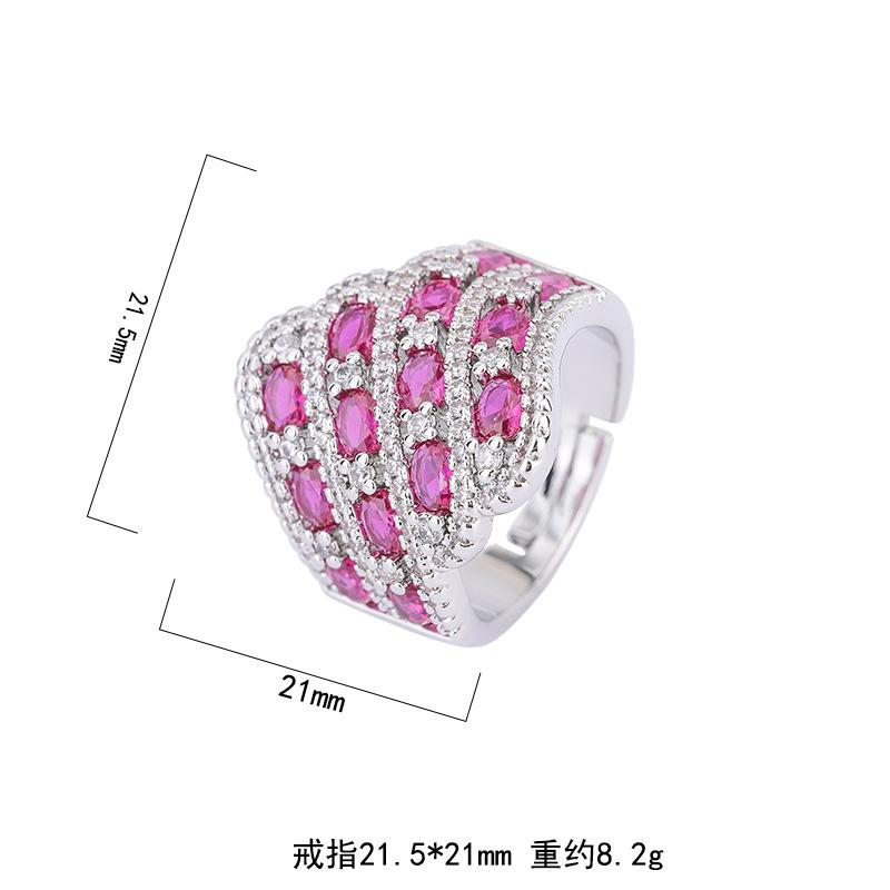 Exaggerated cold wind ins geometric polygon zircon ring niche fashion temperament ring