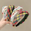 2025 Colorful Plaid Wide-Brim Headband for Women - Versatile Daily Wear Hair Accessory