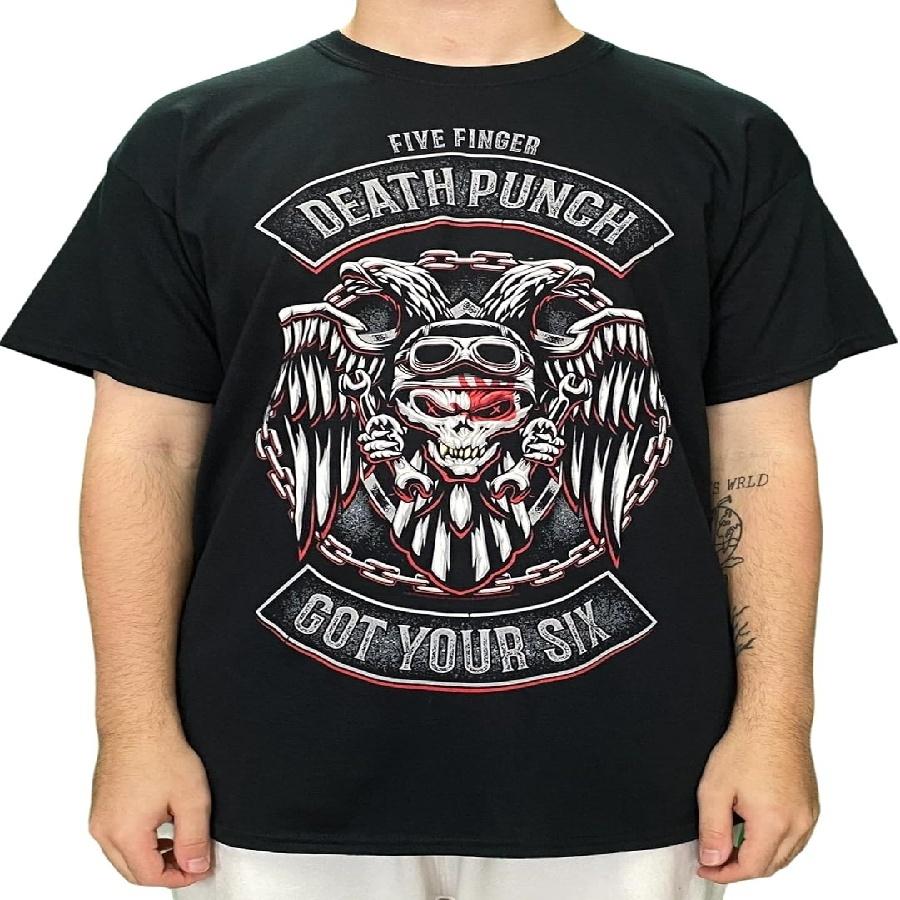 Five Finger Death Punch  Biker Badge  (Black) T-Shirt (medium) S