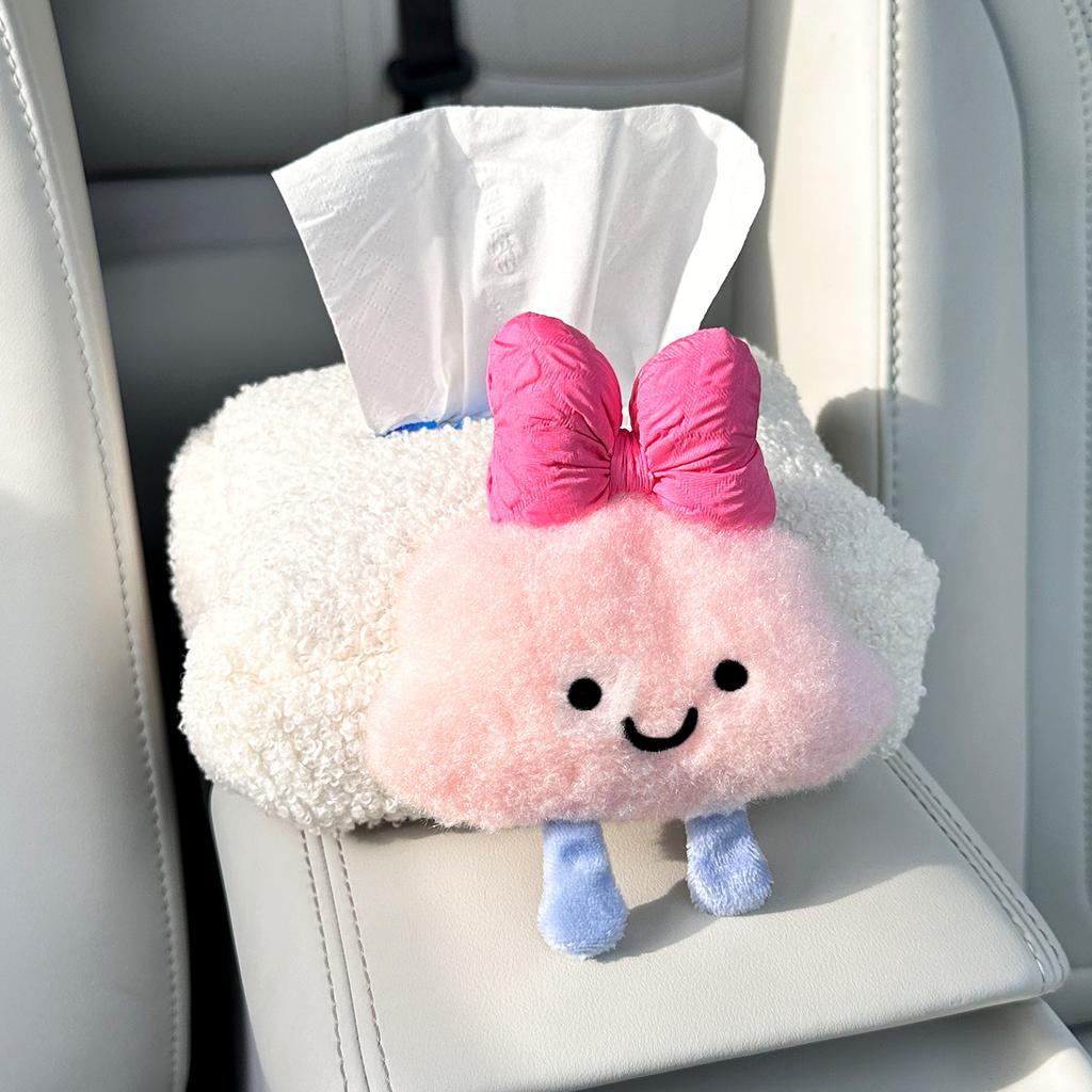 Car Tissue Box for Geely EX2 Armrest Box Seat Type Cute Car Cardboard Box Lamb Fleece Shoulder Cover All-season Car Accessories