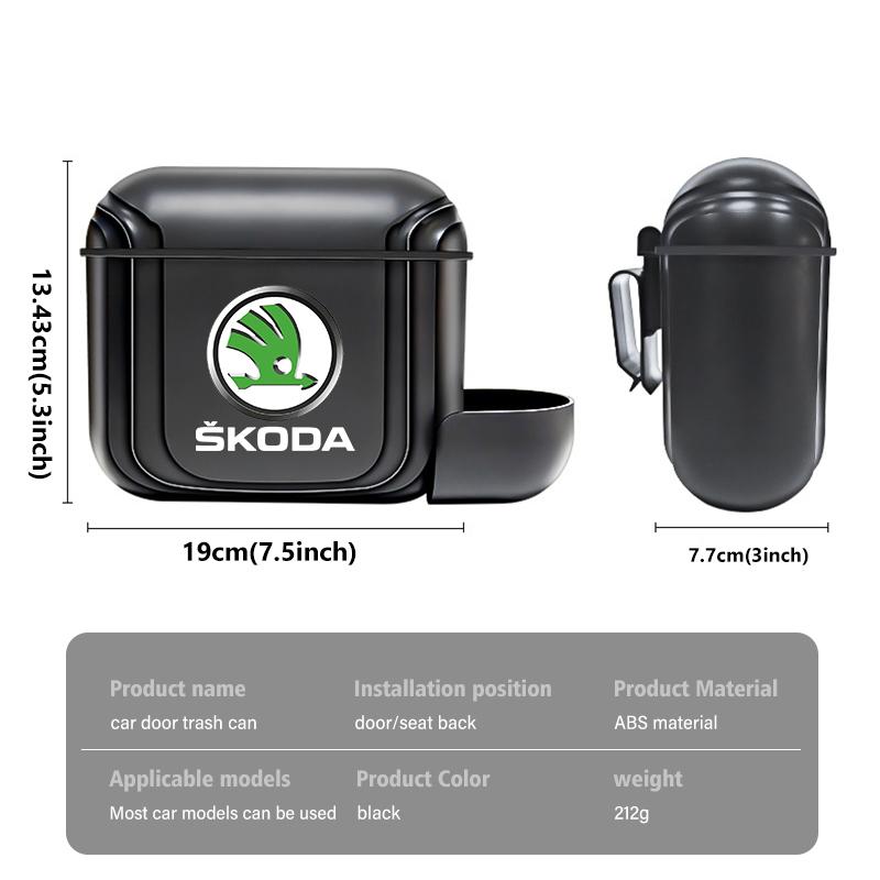 Car Trash Bin Hanging Garbage Dust Case Storage Box Trash Can For Skoda Kamiq MK3 Roomster Rapid Kodiaq Karoq Fabia Enyaq fsjn24