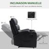 Reclining Relaxation Armchair with Adjustable Footrest, Synthetic Upholstery, Black