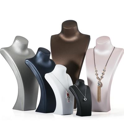 PU Leather Jewelry Display Stand,Luxury Portrait Neck Bust Model for Necklace Pendant Rack, Photo Props & Shop Display Organizer
