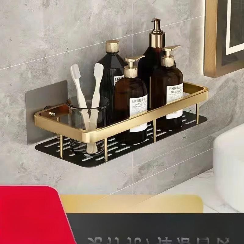 1Pc Wall-mounted Non-punching Square Basket Toilet Bath Toilet Washstand Wall Storage Rack Bathroom Rack