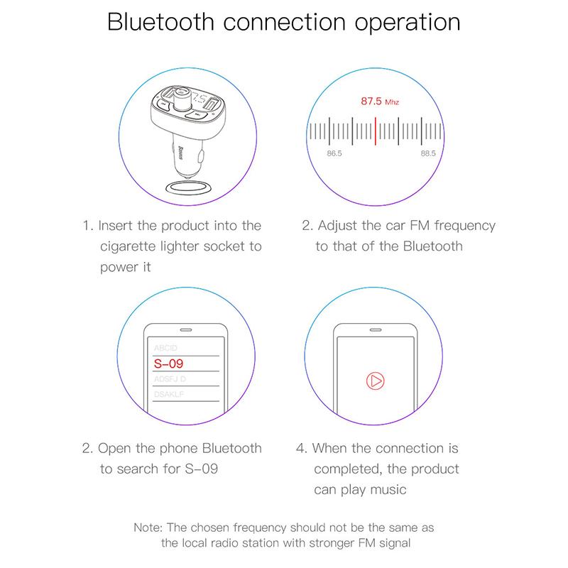 Trasmettitore FM Bluetooth Kit vivavoce per auto 3.4A Doppio USB Lettore audio MP3 Caricatore per auto Modulatore FM