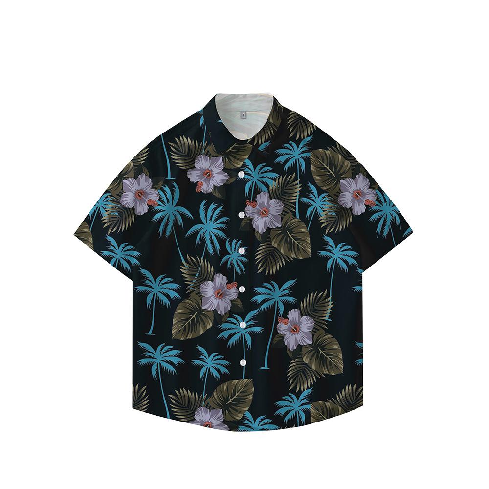 Summer 3D Printed Short Sleeve Flower Shirt Men'S Vintage Hawaiian Beach Casual Loose Men'S Large Size Shirt