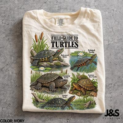 Field Guide To Turtles Comfort Colors® Tshirt, Vintage Turtle Species Graphic Tee, Retro Reptile Identification Shirt, Turtle Lover Gift
