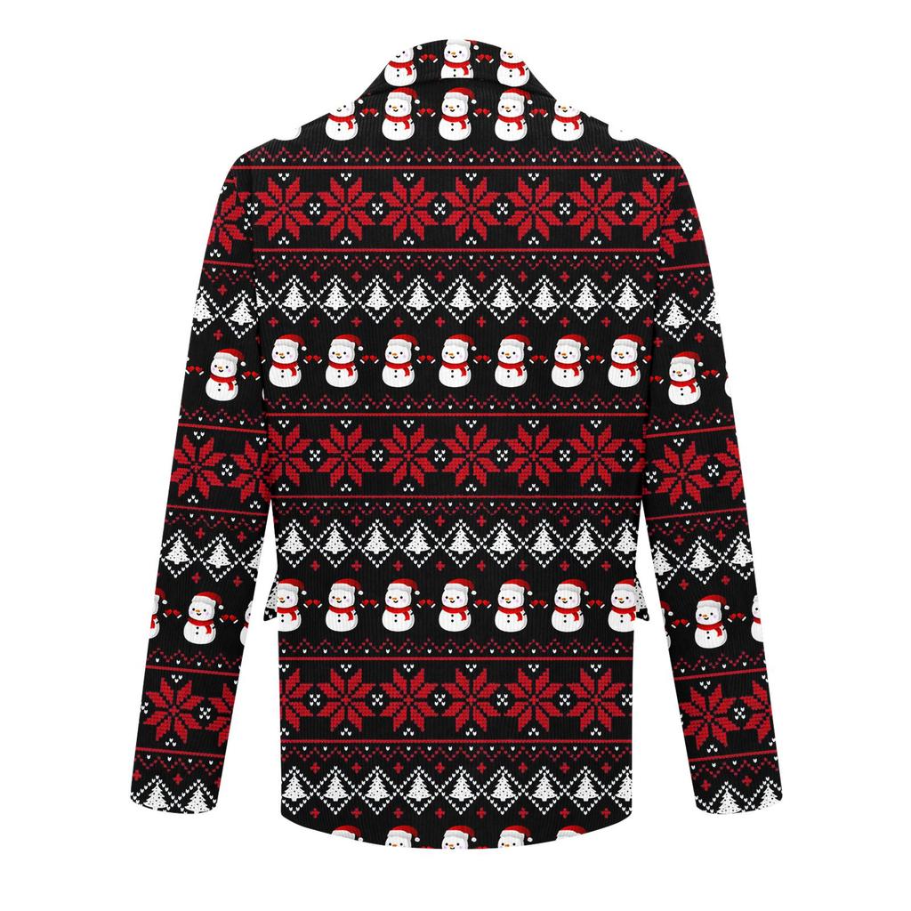 Men's Ugly Christmas Corduroy Warm Pocket Suit Jacket Cardigan Men's Casual Suit