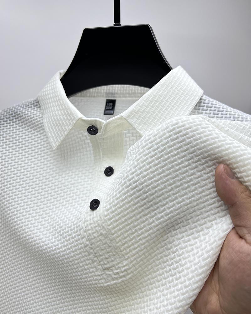 Schickes Mesh Eis-Seide Herren-T-Shirt: Einfarbig, Kurzärmlig, Sommerstil Medium weiß
