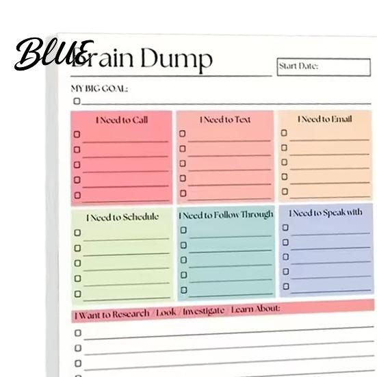 Daily Task Scheduler Page Planner A5 List To-Do for Productivity Notebook 50 And Brain Dump Journal Sturdy Writing Pad