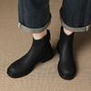 Fashion 2025 NEW Autumn Women Boots Split Leather Women Shoes Round Toe Chunky Heel Shoes Chelsea Boots Daily Shoes Platform Short Boots