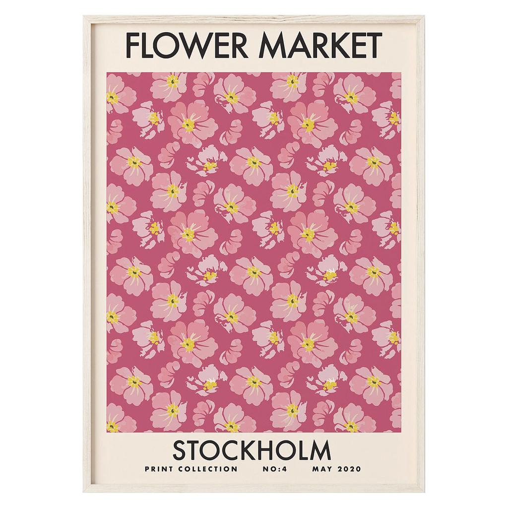 Minimalist Flower Poster Abstract Flower Market Canvas Painting Print Nordic Style Wall Art Picture for Living Room Home Decora