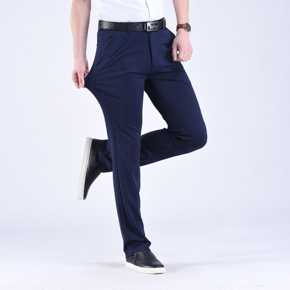 29-42 Men's Summer Pants Thin Straight Stretch Casual Pants with No Trace No Ironing Fabric Silky and Cool Feeling Stretch Formal Men's Casual Pants