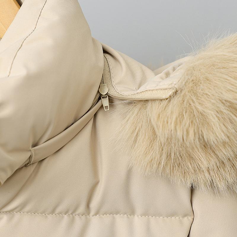 Mode Wintermantel Damen Kurzparkas Kapuze Kunstfellkragen Locker Dick Warm Damenjacken