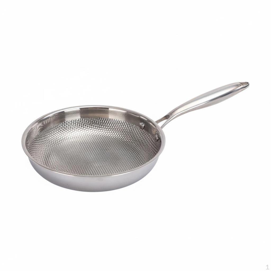 Stainless Steel Frying Pan Metal Utensil Uncoated ScratchResistant Hammered Skillet for