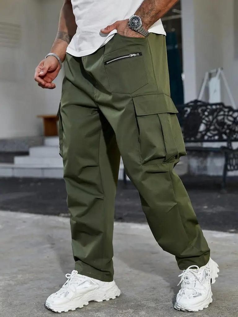2025 Men's Outdoor Cargo Pants: Loose Fit, Multi-Pocket, Functional, Elastic Drawstring, Zipper Design