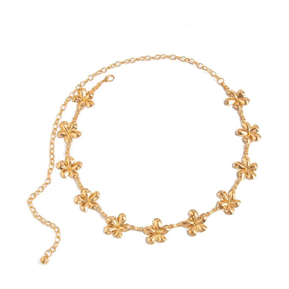 Ethnic Style Body Chain Alloy Belly Chain Fashion Flower Waist Chain  Women