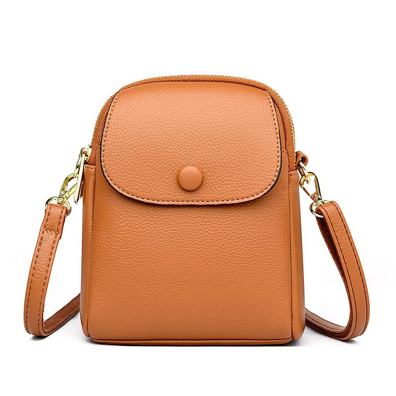 Women's Crossbody Mobile Phone Bag  New Fashionable Small Bag  Fashionable Simple Casual and Versatile Soft Lychee Leather Pattern Shoulder Bag