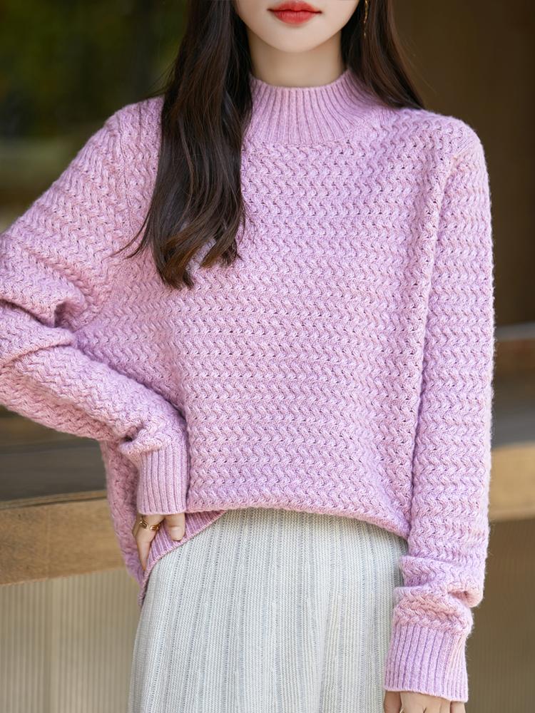 Pulover de damă din cașmir Qinghe cașmir 50% mătase 50% lână pulover din cașmir de toamnă și iarnă moale și calduroasă