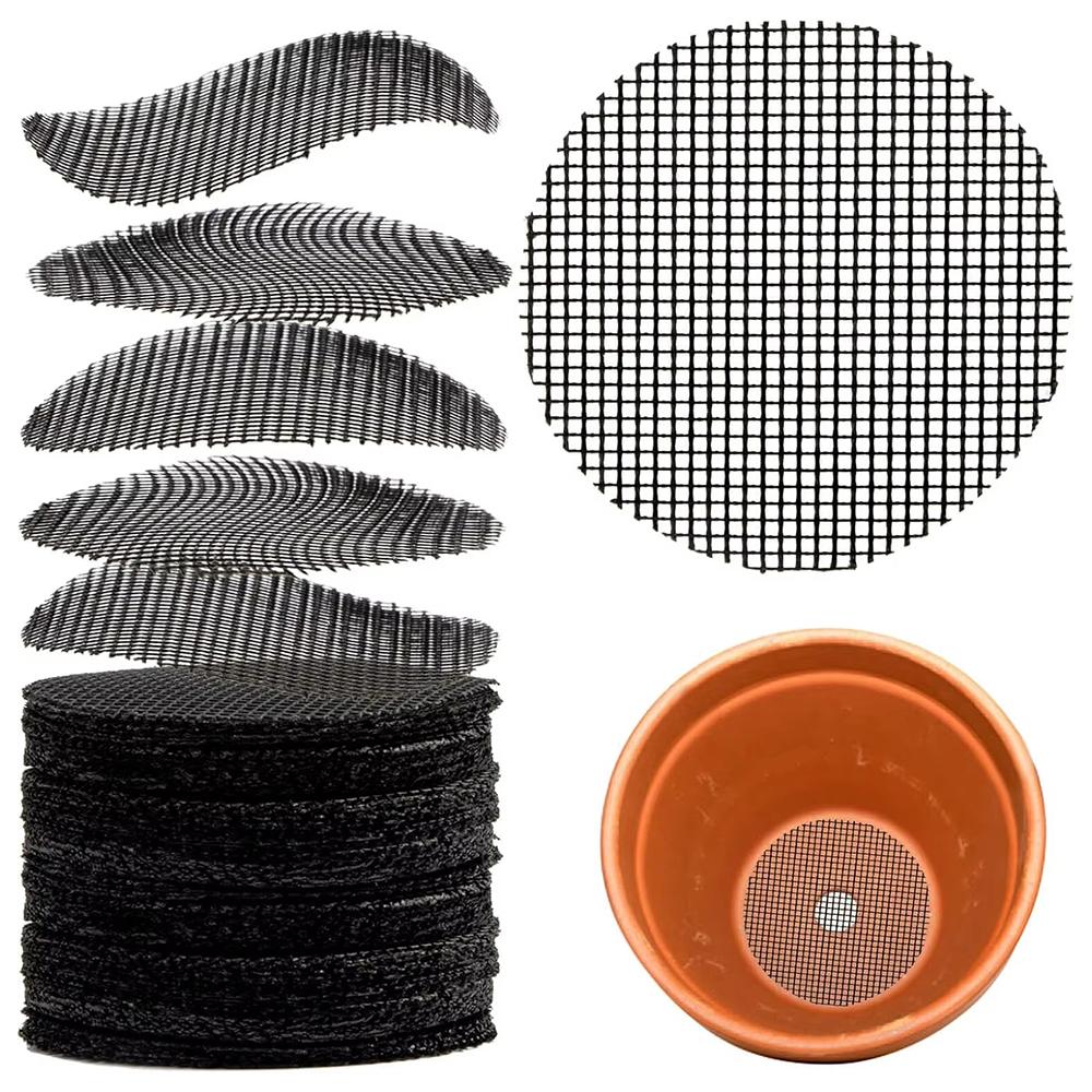 50PCS Flowerpot Gasket Ceramic Black Leakproof Soil Super Large Diameter Breathable Insect-Proof Plastic Circular Mesh Pad