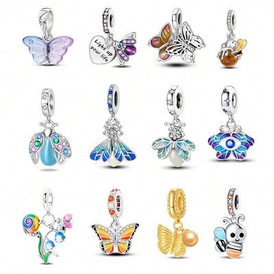 Charm Copper Colors Colorful Butterfly Bead For Original Bracelet Diy Beads Charms Jewellery Making Gift For Women Styfne