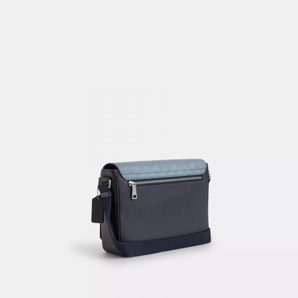 Coach Jack Messenger Bag In Ombre Signature Canvas Silver Blue