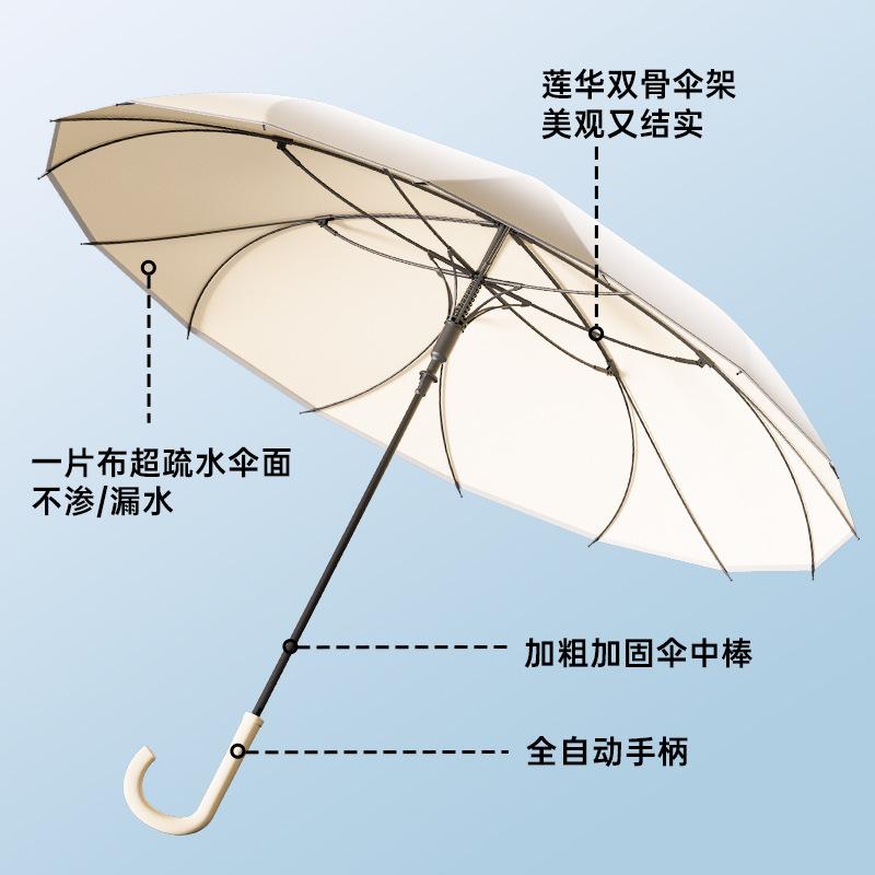 New straight-shank one-piece umbrella girls high-value automatic umbrella enlarged reinforcement thickened rainstorm-resistant long-handled umbrella