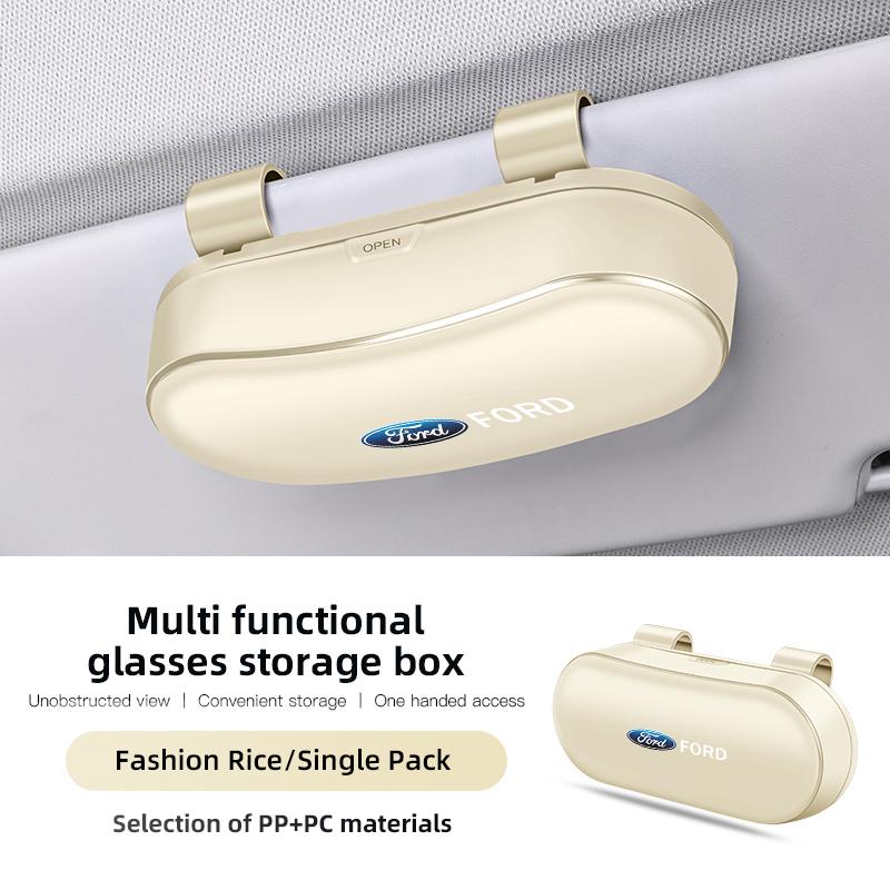 Car Glasses Box Portable Auto Sunglasses Holder Eyeglass Case For Ford ST Line Focus Mustang Fiesta Puma Ranger Kuga MK7 MAX