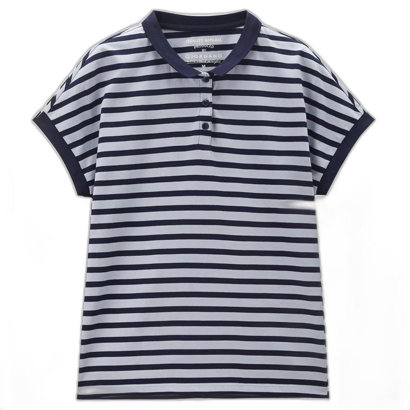 Giordano Women s Striped Cotton Polo Shirt XL