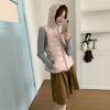 Down Autumn and Winter New Small Waist Hooded Ribs Down Vest Women's Short Waist Down Vest Jacket