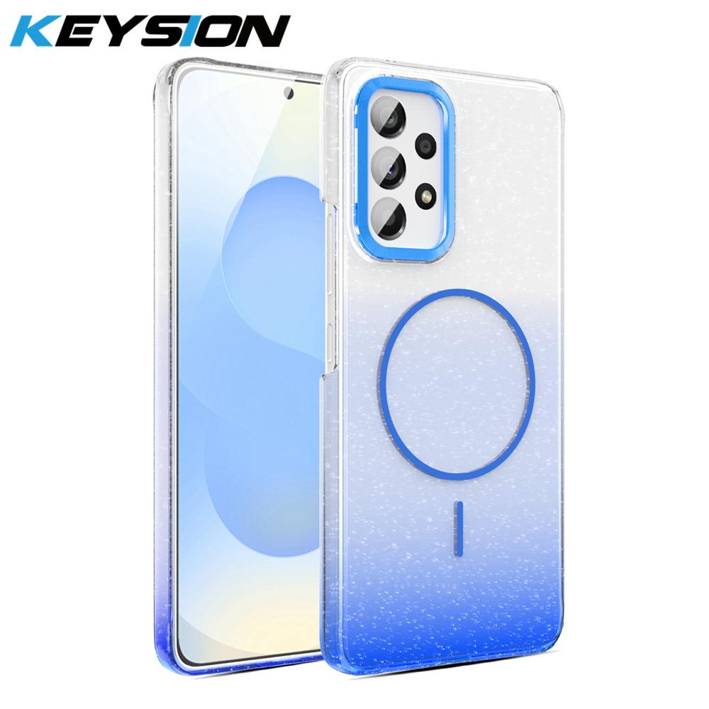 

KEYSION Роскошный градиентный блестящий магнитный чехол для телефона для Samsung Galaxy A53 5G A33 A23 A13 A52 S A32 4G Жесткий ПК Противоударный чехол for Samsung A13 4G синий