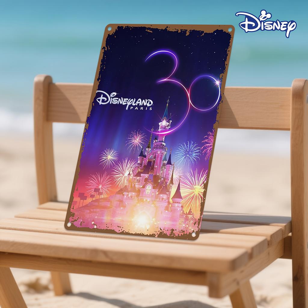 Disneyland Paris 30th Anniversary Metal Sign - 20.32x30.48 cm Vintage Fantasy Castle Art with Fireworks, Durable Wall Decor for
