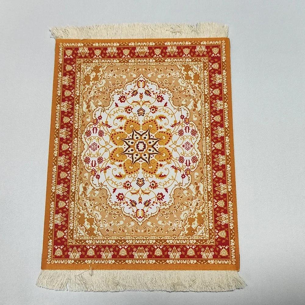 Woven flower Persian carpet small coaster retro style rubber non-slip computer mats wholesale merchants cheap mouse pad desk mat