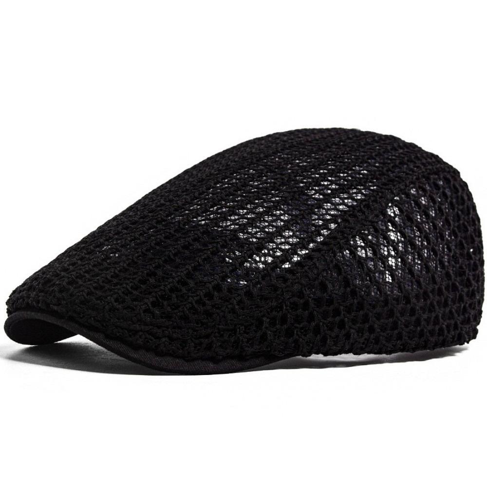 Weave Mesh Beret Hat Casual Sun Visor Flat Hat Fashion Crochet Hat Women Men чёрный
