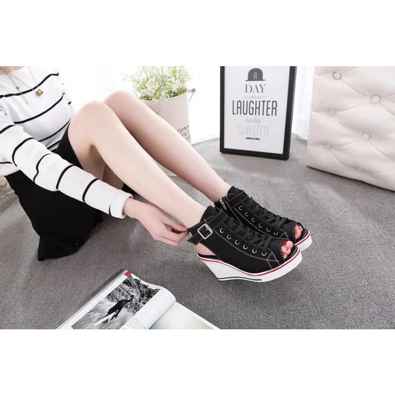 Women Sandals Lady Platform Wedges Sandals Zipper Comfortable Women's Toe Casual Summer Sports Shoes Sandalias